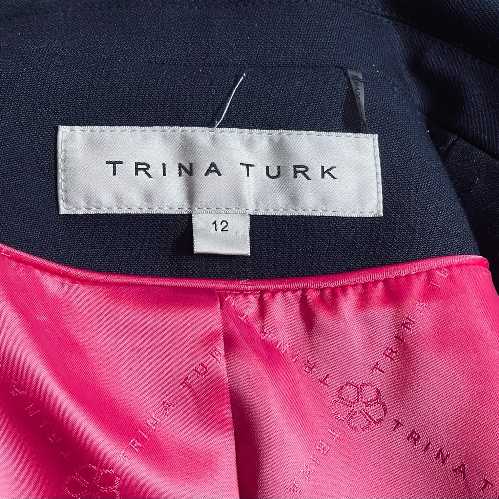 TRINA TURK Overcoat Double Breasted Wool Blend Navy Size 12 - Picture 10 of 14